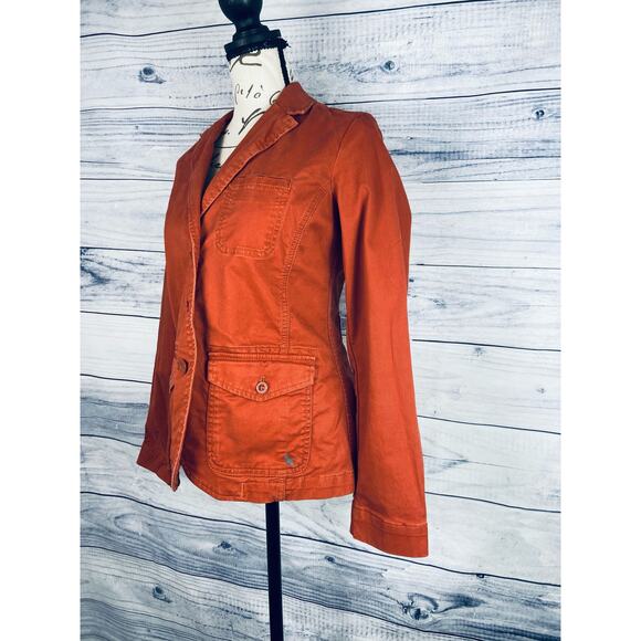 Eddie Bauer Jacket Womens 2p Long Sleeve Lapel Pockets Lightweight Orange - Picture 6 of 14